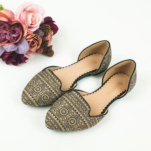 Restricted Patterned Floral D'Orsay Flats 7.5